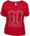 Studded Red Flowy Go Huskers Tee - AT-71076