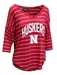 Womens Huskers Stripe V-neck Top - AT-C5149