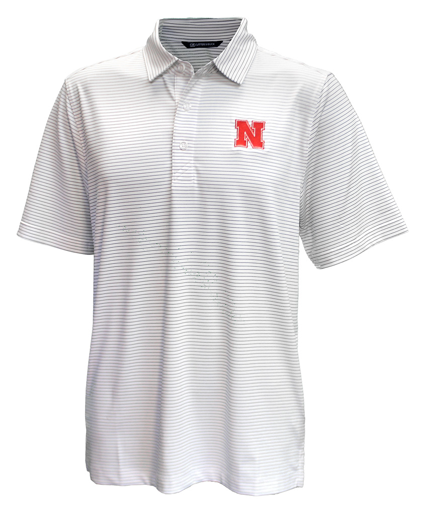 Nebraska Forge Stripe Cutter N Buck Golf Shirt