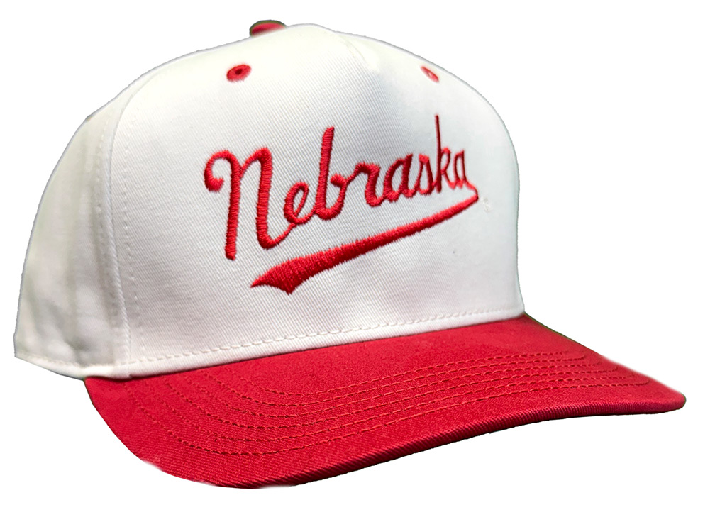 Nebraska Script Red And Stone Nebraska Script Adjustable Baseball Hat Legacy