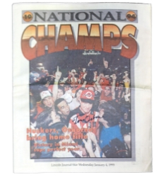 Osborne Signed 1994 National Champs Lincoln Journal Star Fan Section 