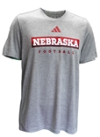 Adidas Nebraska Football Locker Practice Pregame Tee - Ash