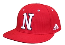 Adidas N Nebraska Huskers Flat Bill Fitted Baseball Hat