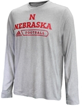 Adidas Nebraska Football Authentic Locker LS Tee - Grey