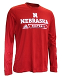Adidas Nebraska Football Authentic Locker LS Tee - Red