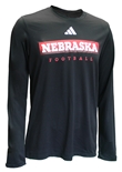 Adidas Nebraska Football Pregame LS Tee - Black