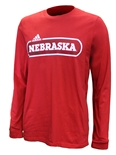 Adidas Nebraska Locker School LS Tee Red