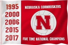 Five Time Champs Nebraska Volleyball Flag