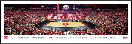 Framed Nebraska Volleyball 300th Consecutive Sellout Panorama