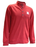 Heather Nebraska Mock Pullover Button Sweatshirt Cutter & Buck - Red