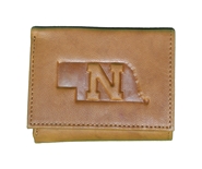 Husker State Leather Tri Fold Wallet