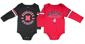 Infant Boys Nebraska Red And Black 2 Pack Onesies