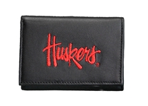 Nebraska Huskers Embroidered Leather Trifold Wallet
