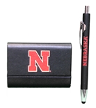 Nebraska Leather Business Card Case N Pen Set