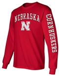 Nebraska N Cornhuskers Sleeve LS Tee - Red