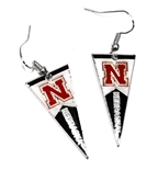Nebraska Pennant Flag Earrings
