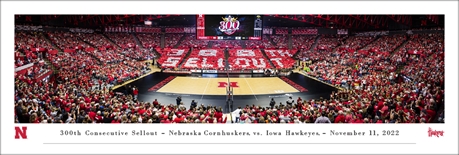 Poster Nebraska Volleyball 300th Consecutive Sellout Panorama