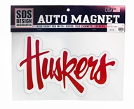 Script Huskers Car Magnet