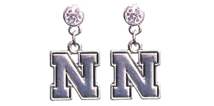 Silver Nebraska Iron N Lydia Faux Diamond Earrings