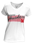 Womens Nebraska Huskers Stripe Tri Blend V-Neck
